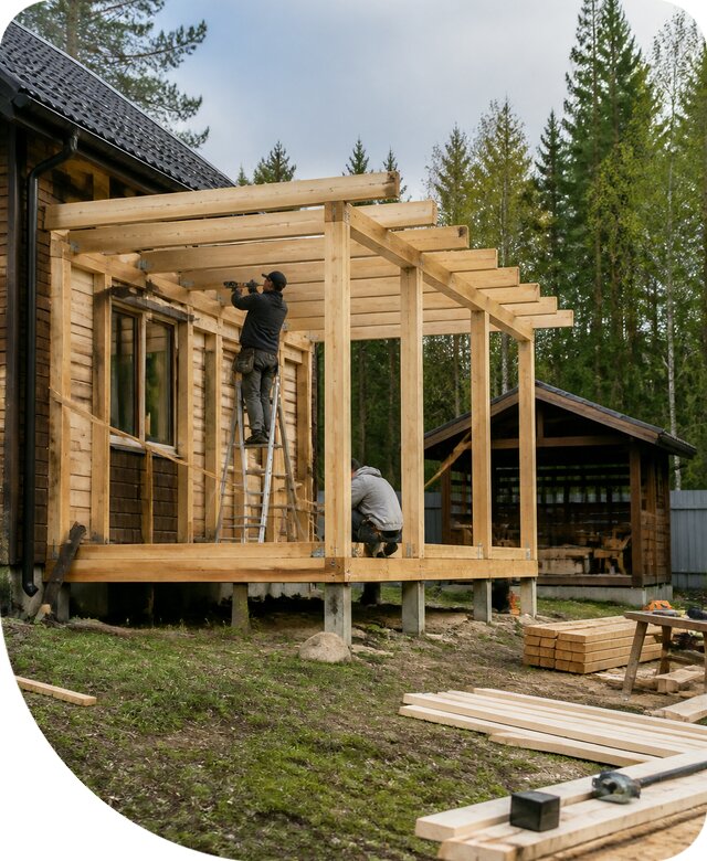 Строительство пристроек и построек на участке в Новомосковске