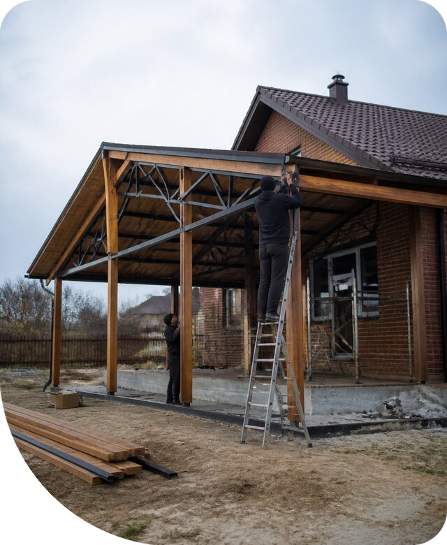Пристройка навеса к дому и участку в Новомосковске под ключ